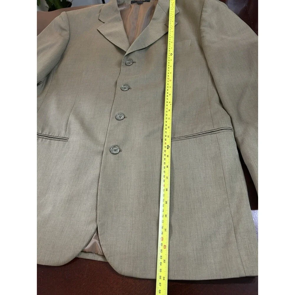 Giorgio Cosani Beige Solid Blazer Jacket 44R Single-Breasted 3-Button Vintage